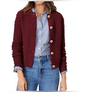PRETTYGARDEN || Burgundy Knit Button-Up Cardigan Sweater. Sz. S